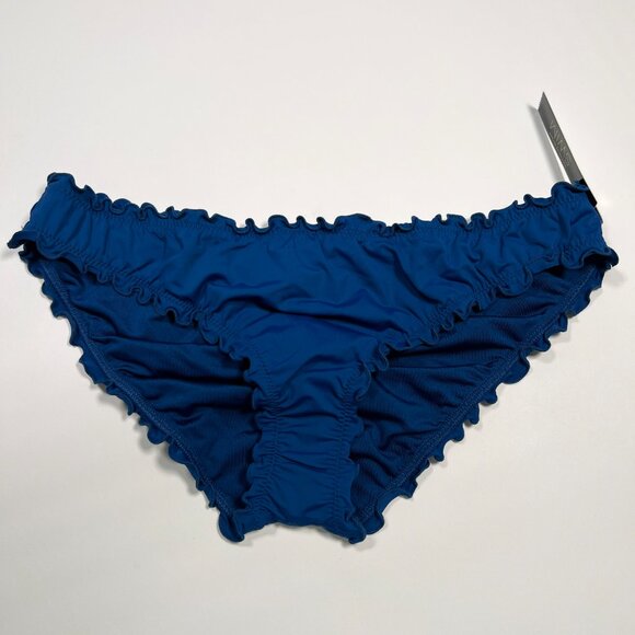 Victoria Secret Small S Bikini Bottom Ruffle Cheeky Ruched Back Sapphire Blue - Picture 4 of 6